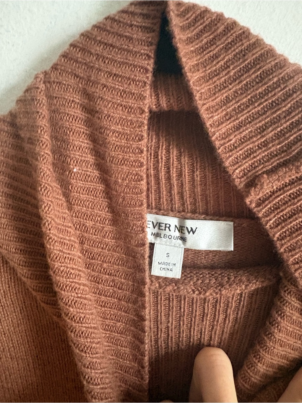 Ever New Sz S Wool Cashmere Brown Relaxed Turtleneck Minimalist Knit Sweater - Picture 3 of 9